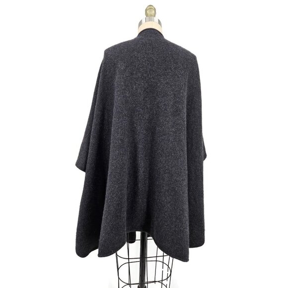 Neiman Marcus Cashmere Shawl Womens One Size Charcoal Grey Cape - Picture 4 of 7